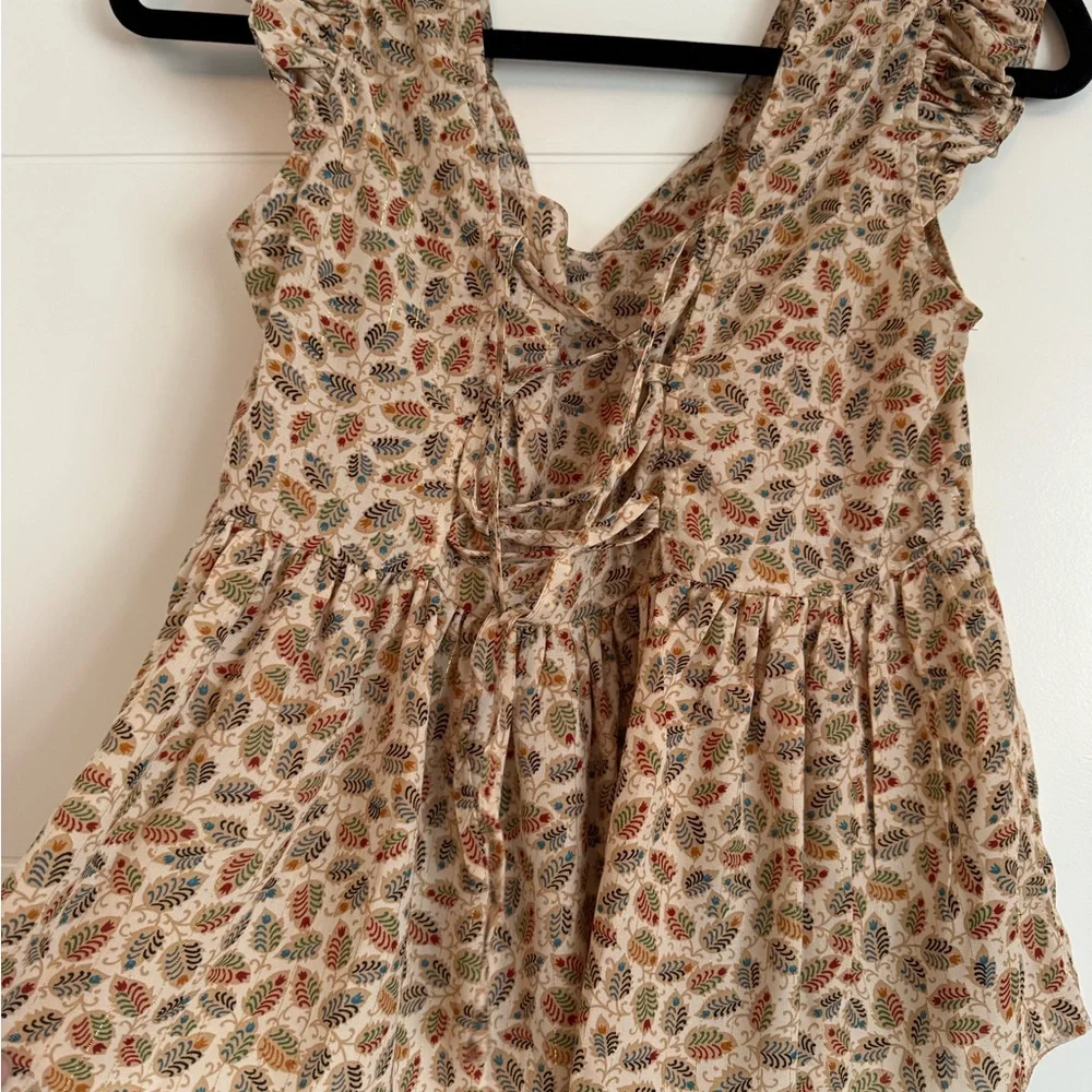 Molly Bracken Leaf Print Blouse with Ruffled Sleeves - Picture 5 of 5
